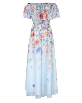 Big skirt horizontal collar dress chiffon beach dress