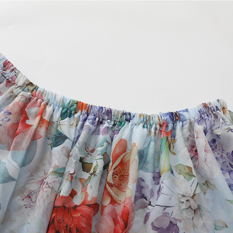 Big skirt horizontal collar dress chiffon beach dress