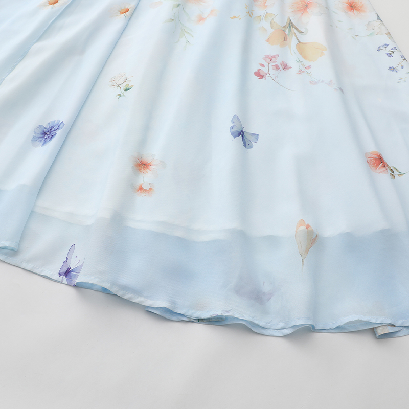 Big skirt horizontal collar dress chiffon beach dress