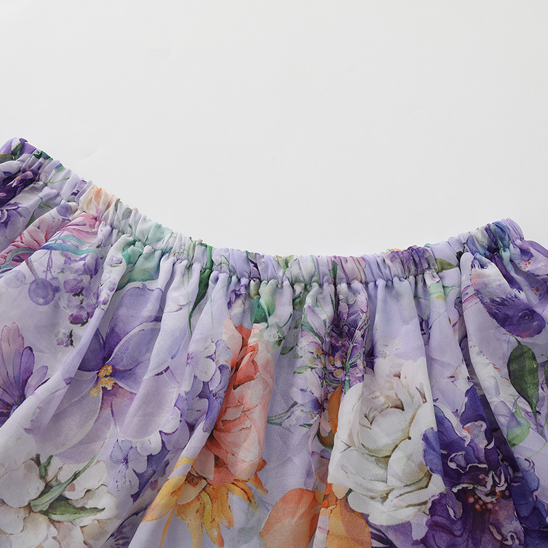 Horizontal collar chiffon dress big skirt beach dress