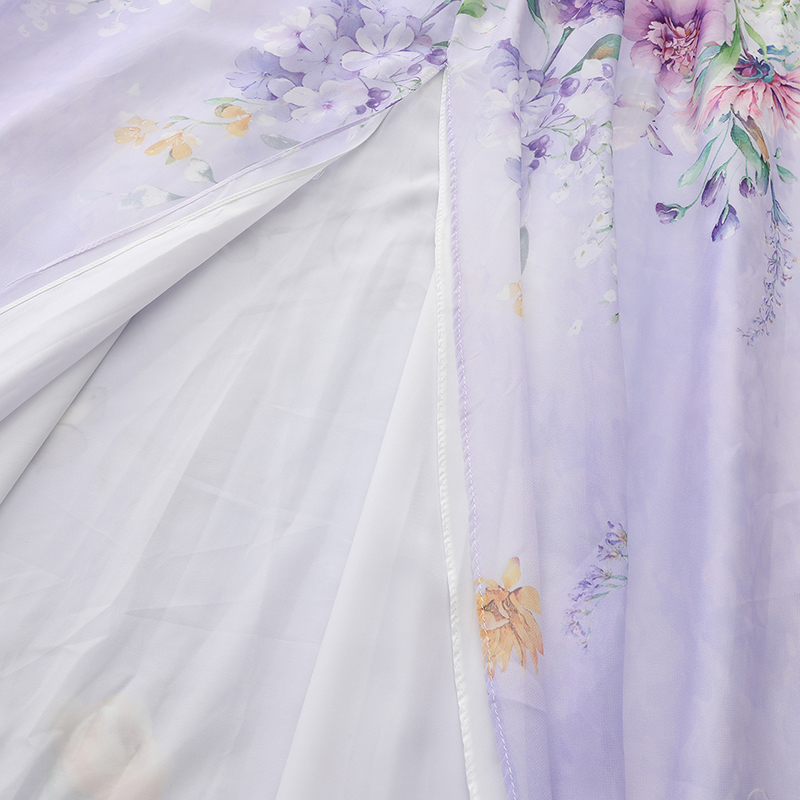 Horizontal collar chiffon dress big skirt beach dress