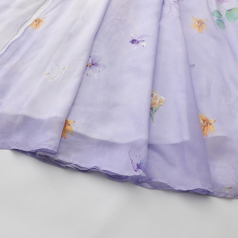 Horizontal collar chiffon dress big skirt beach dress