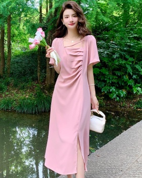 Elegant slim summer sweet show young fat dress for women
