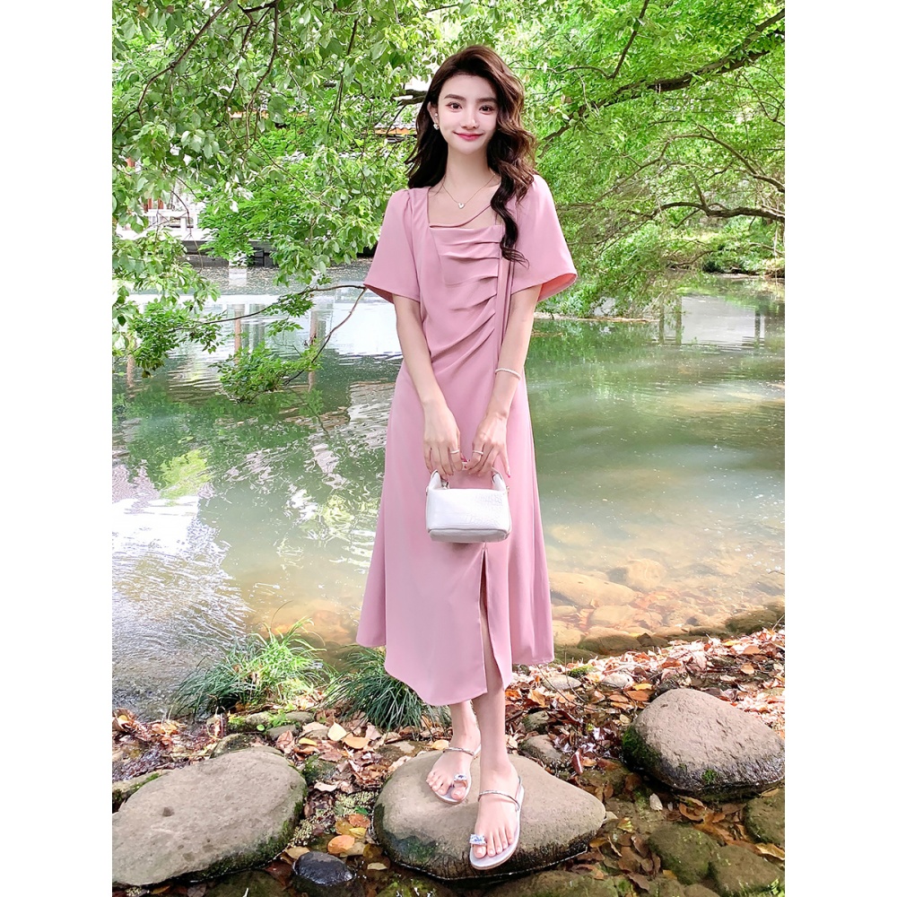 Elegant slim summer sweet show young fat dress for women