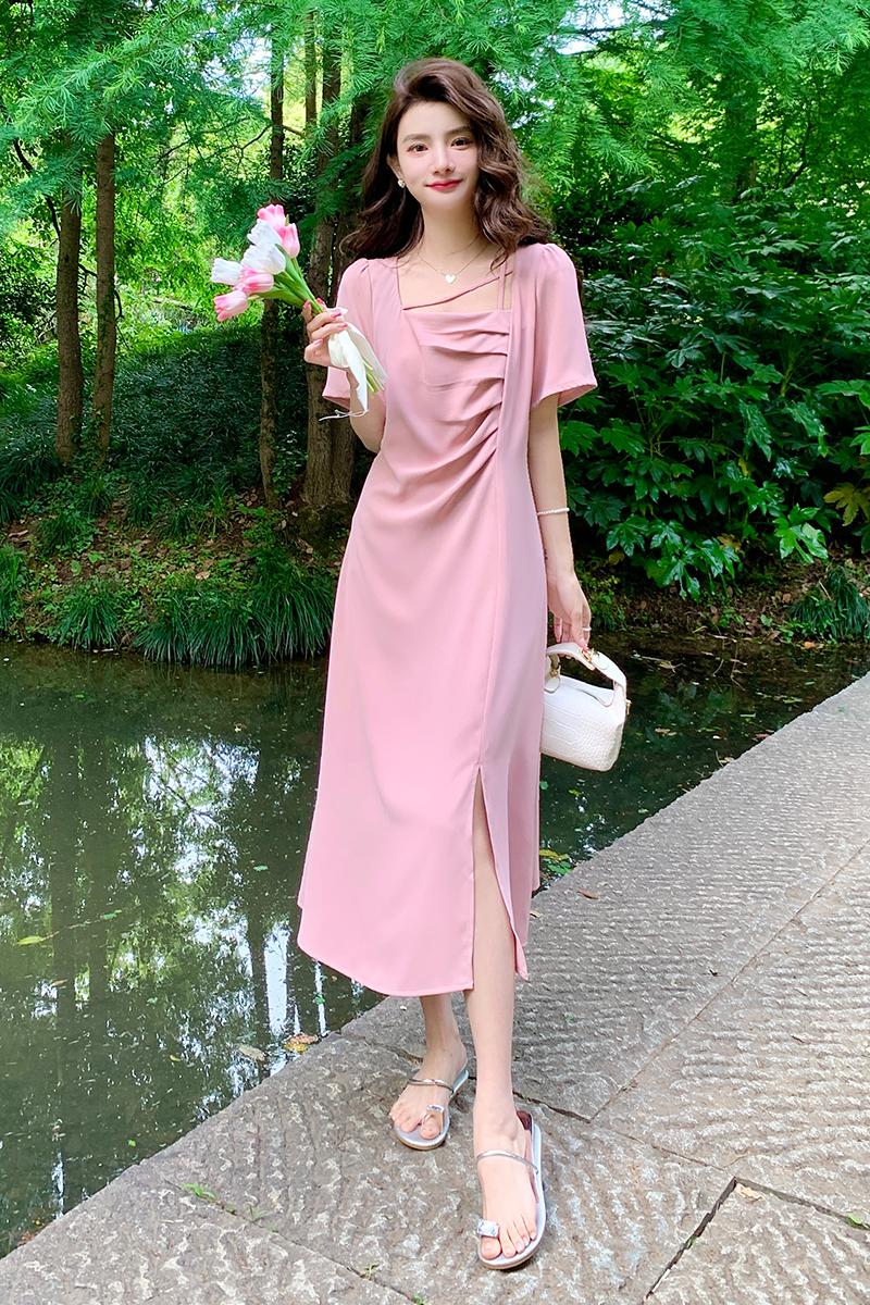 Elegant slim summer sweet show young fat dress for women