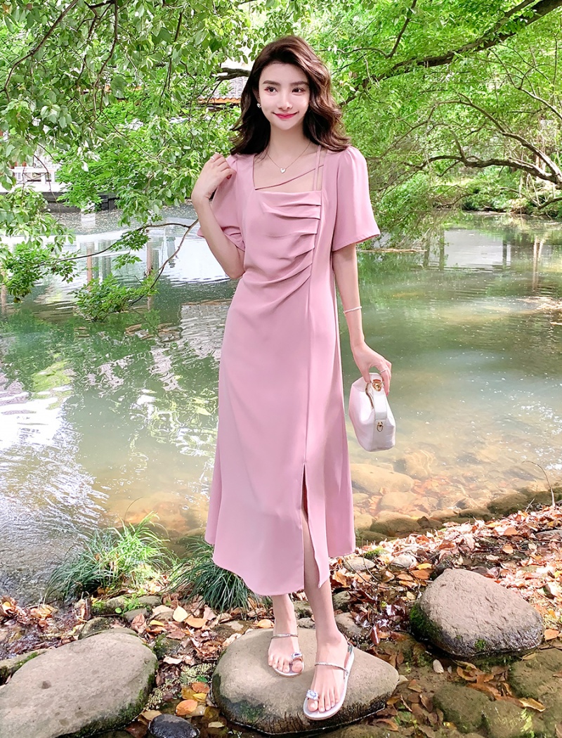 Elegant slim summer sweet show young fat dress for women