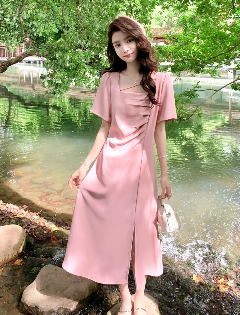 Elegant slim summer sweet show young fat dress for women