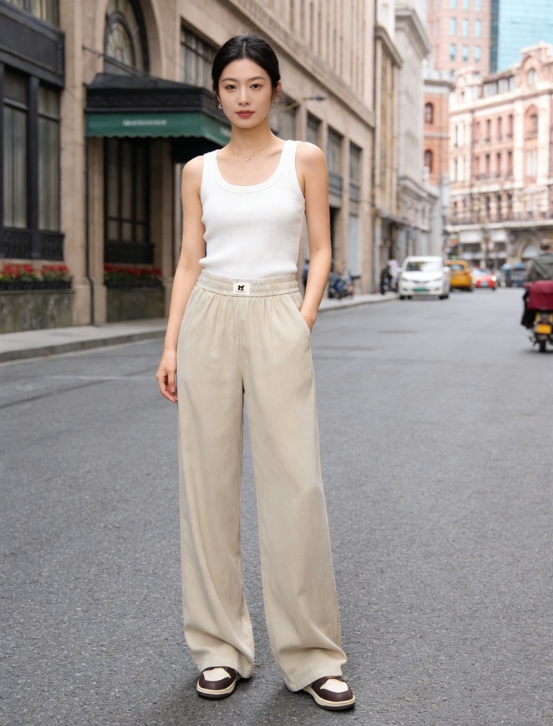 Summer fashion wide leg pants washed jeans for women