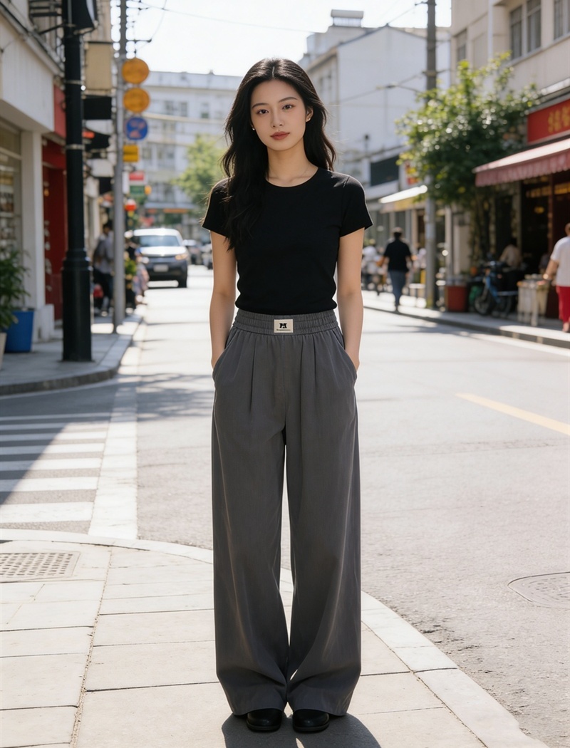 Summer fashion wide leg pants washed jeans for women