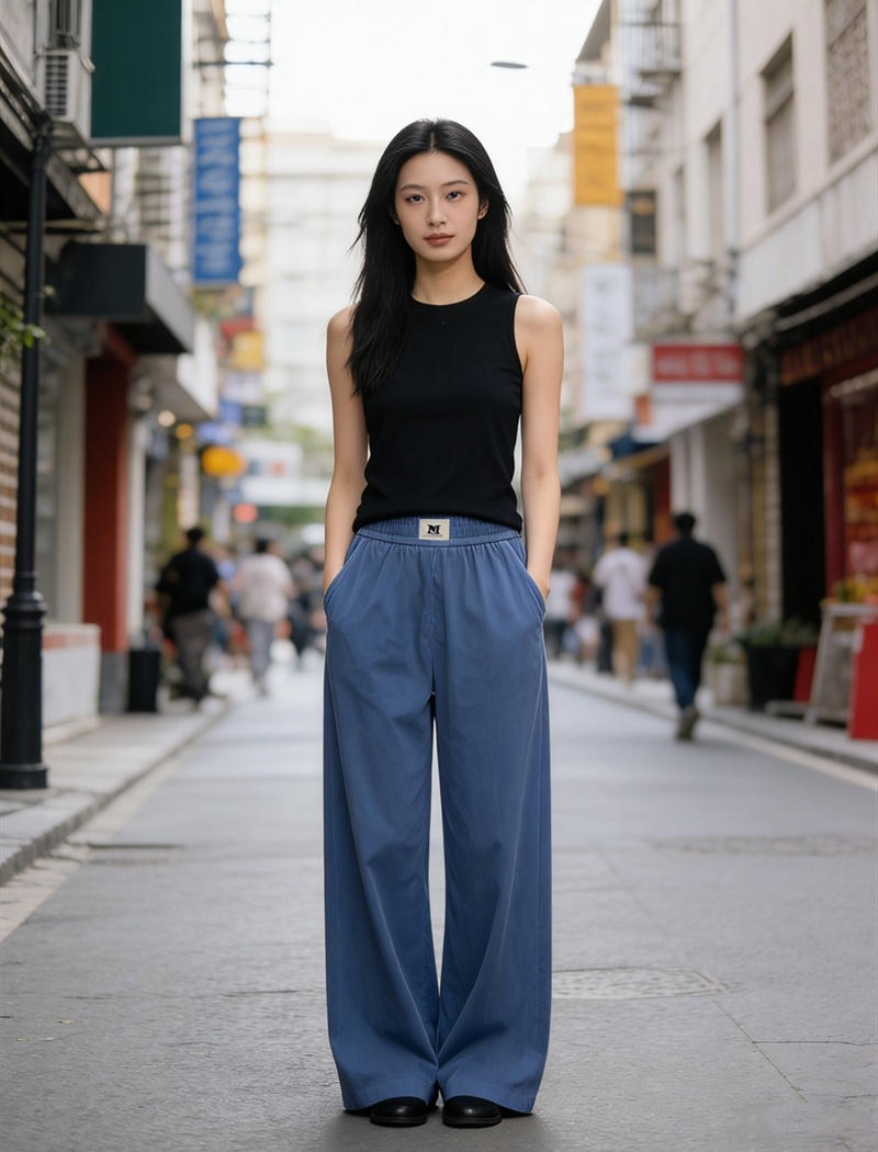 Summer fashion wide leg pants washed jeans for women