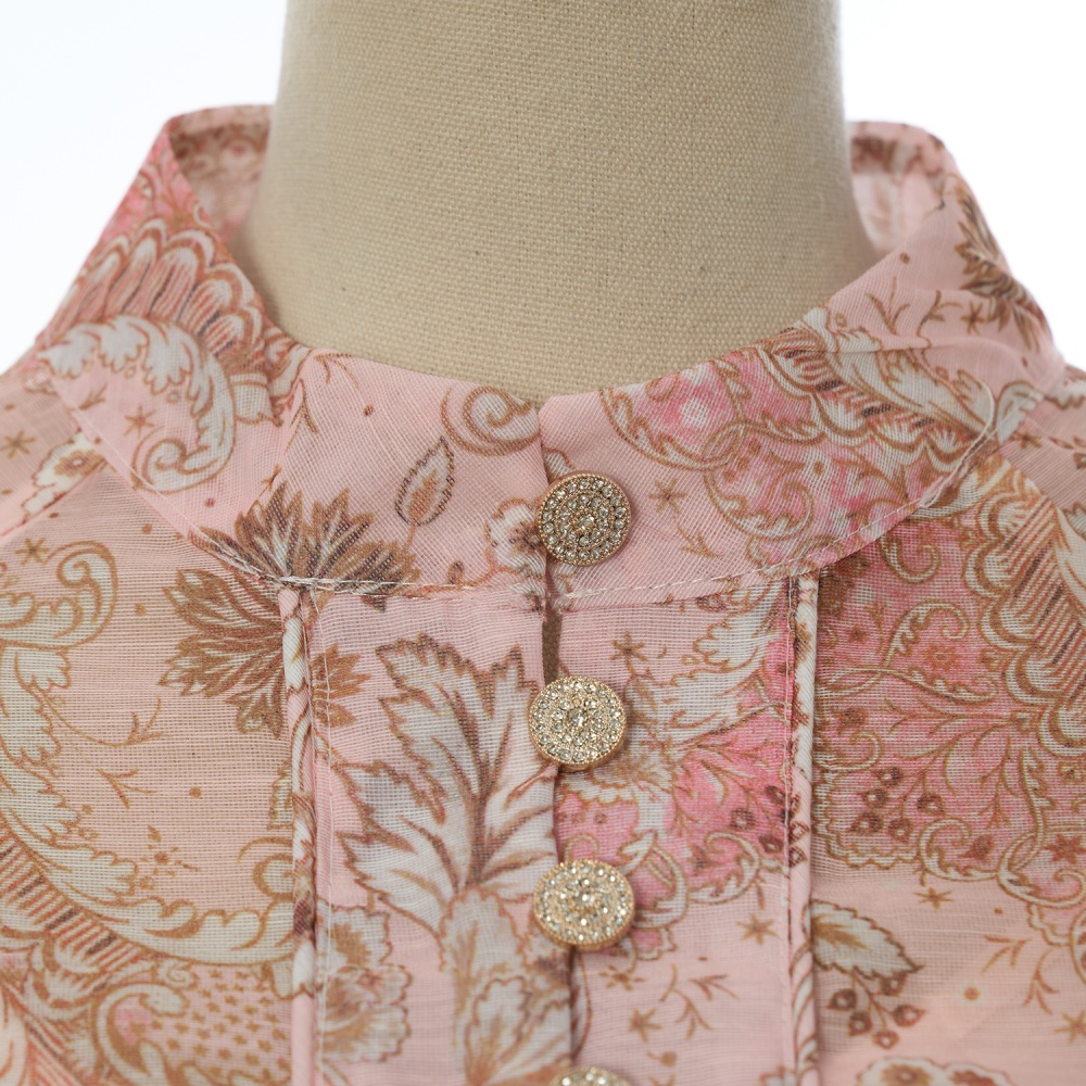 Long sleeve flowers long dress retro dress