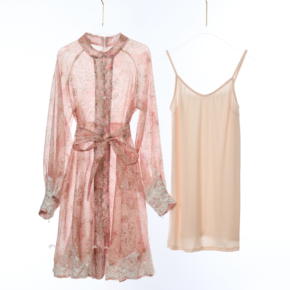 Long sleeve flowers long dress retro dress