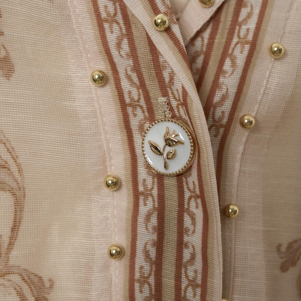 Autumn printing temperament elegant single-breasted dress