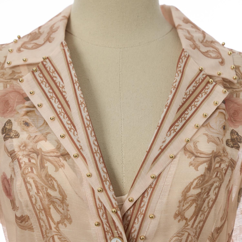 Autumn printing temperament elegant single-breasted dress