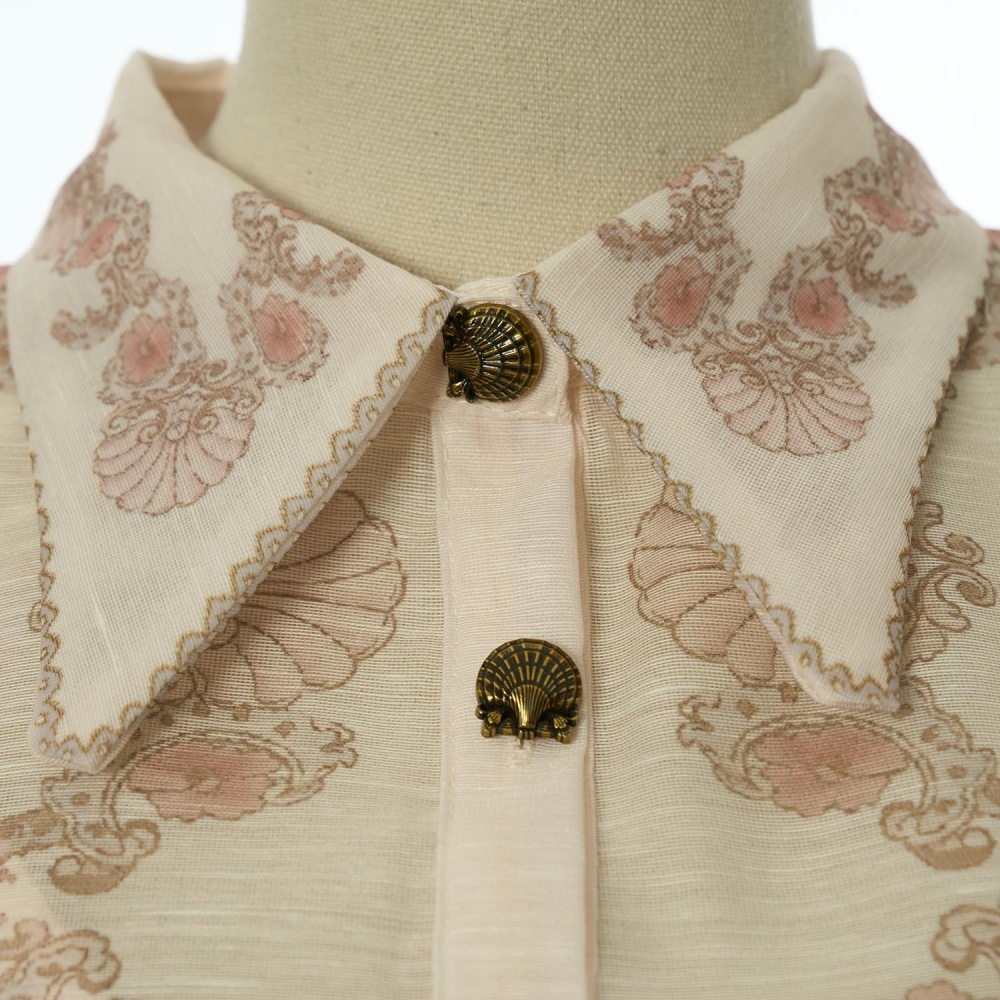 Mini vacation pinched waist lapel printing pattern dress