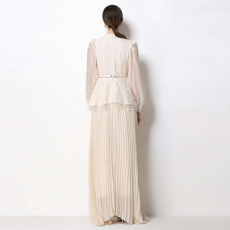 Temperament long sleeve France style long dress