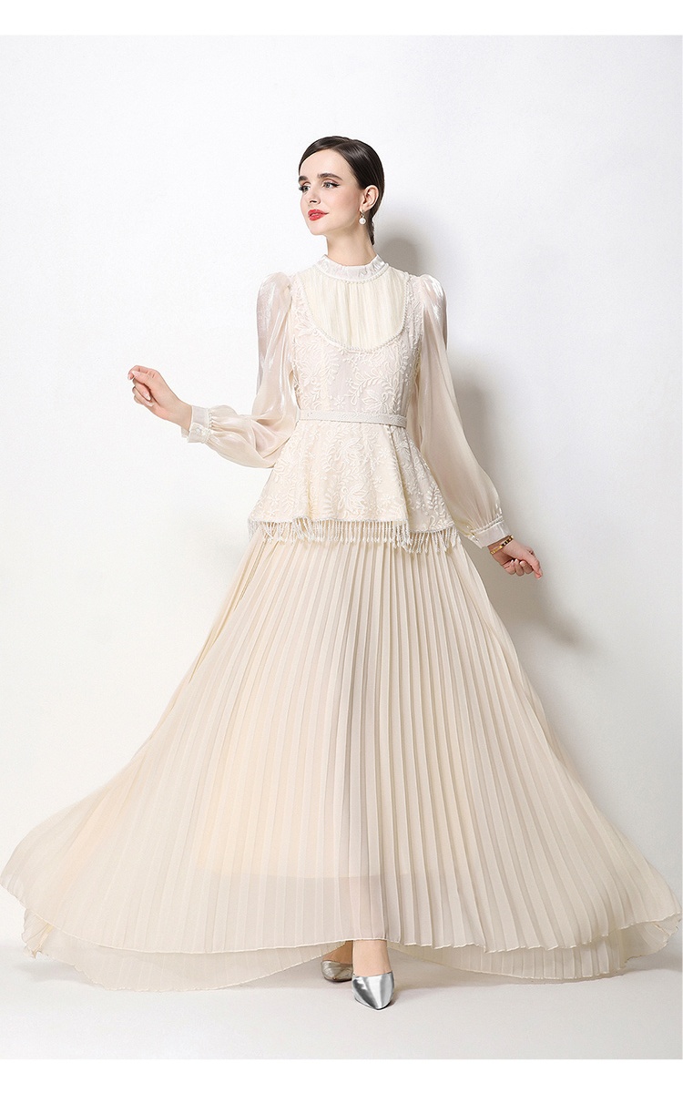 Temperament long sleeve France style long dress