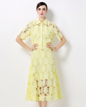 Short high waist tops elegant cardigan 2pcs set