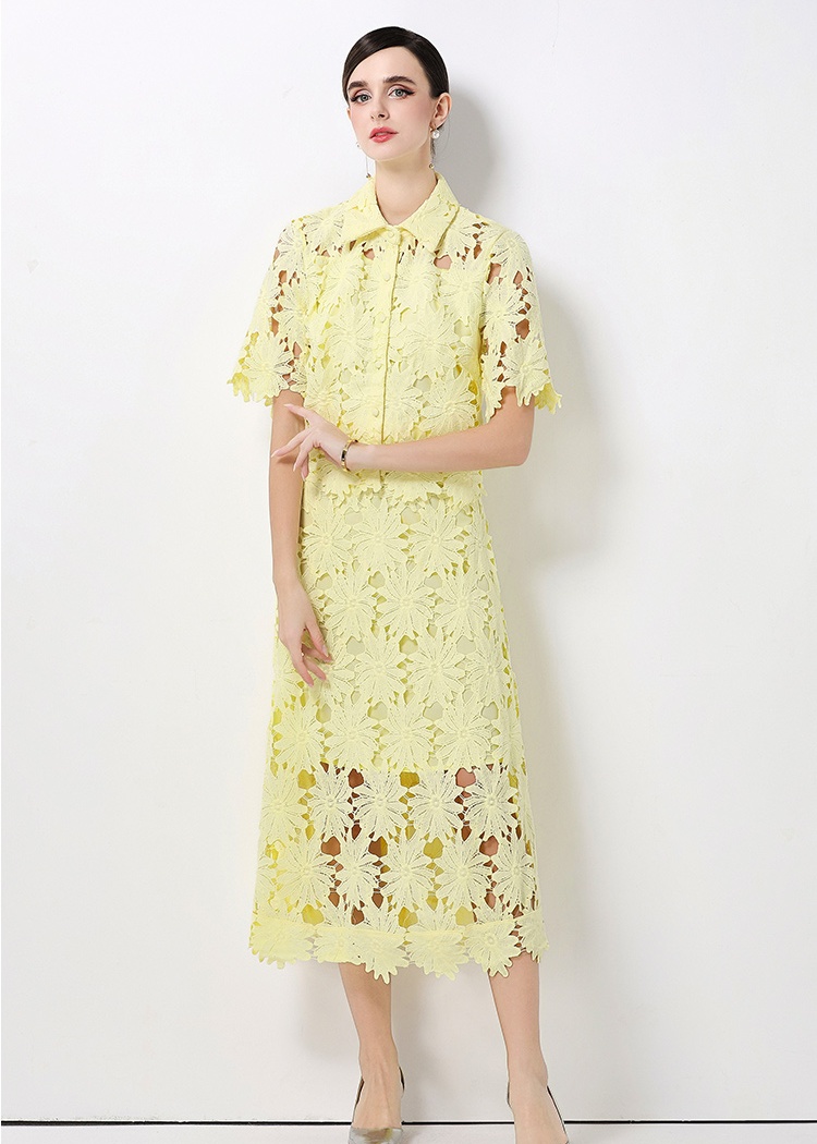 Short high waist tops elegant cardigan 2pcs set