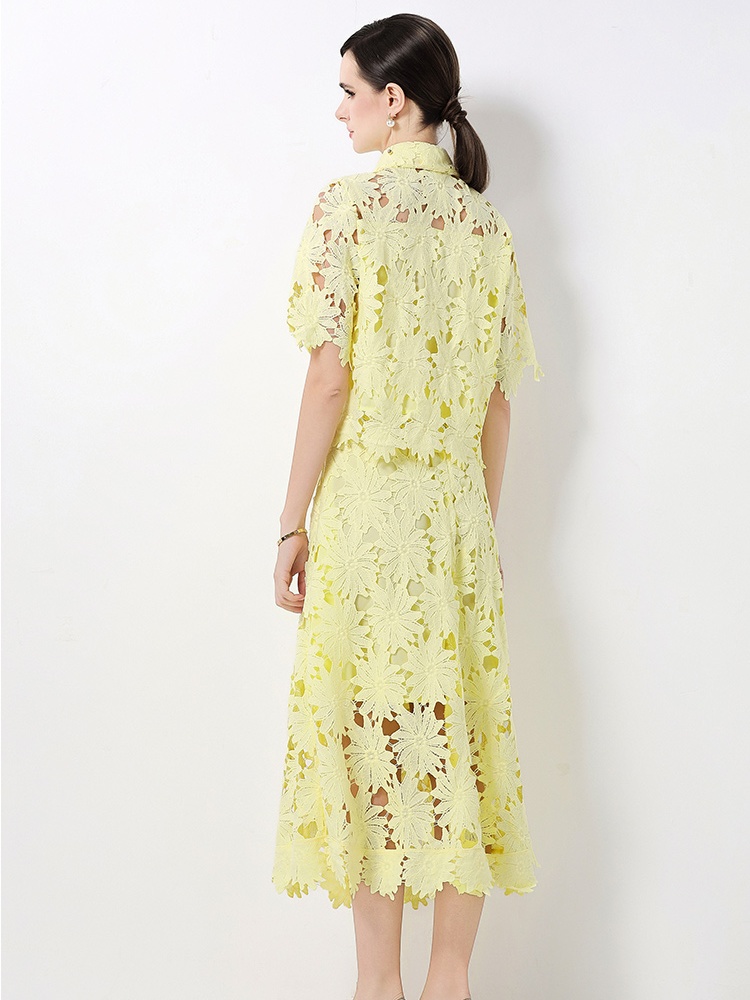 Short high waist tops elegant cardigan 2pcs set