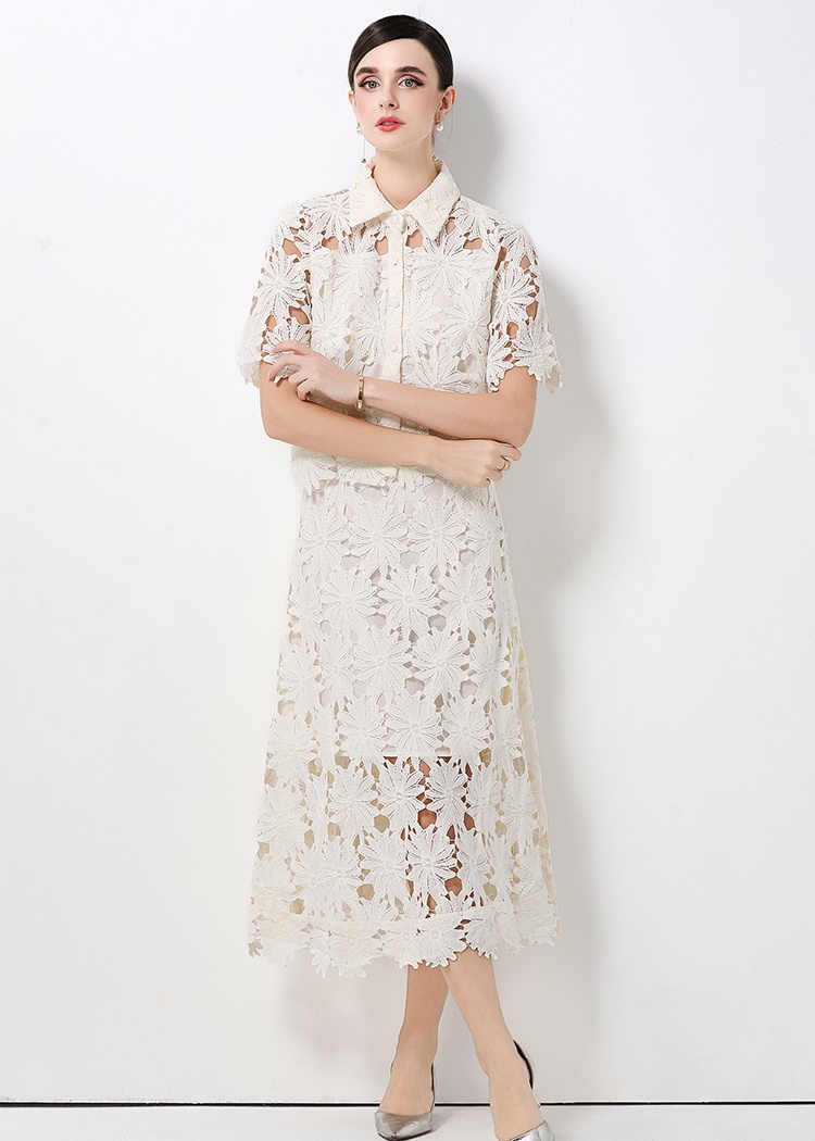 Short high waist tops elegant cardigan 2pcs set