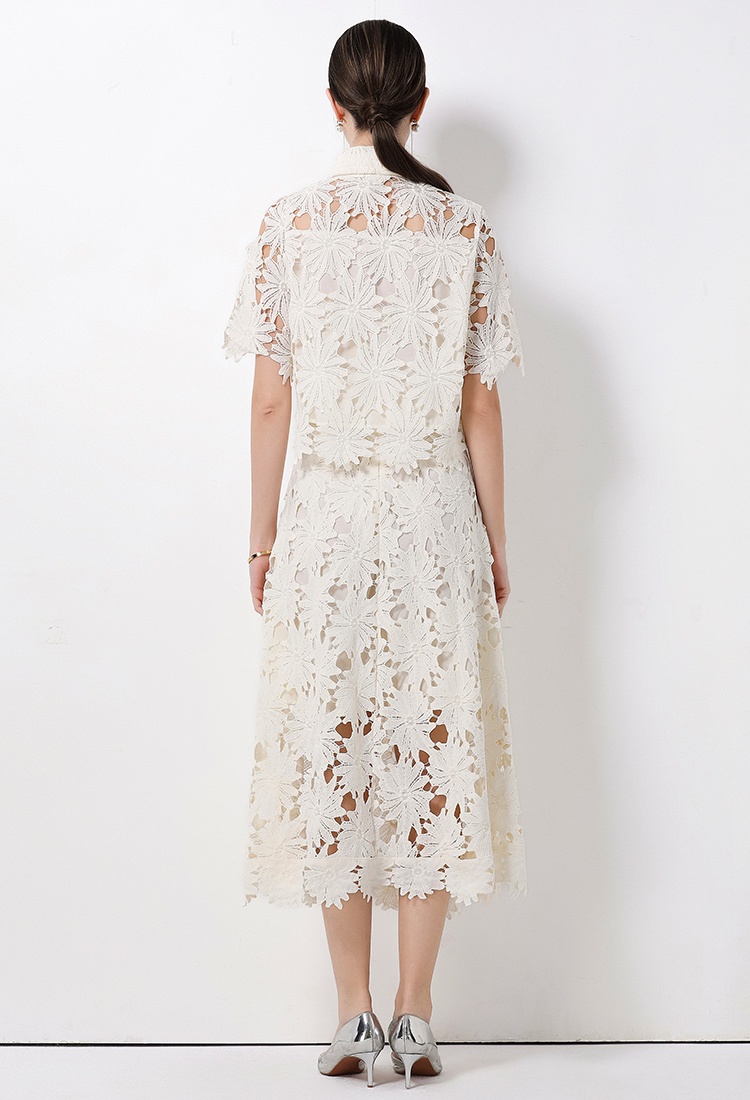 Short high waist tops elegant cardigan 2pcs set