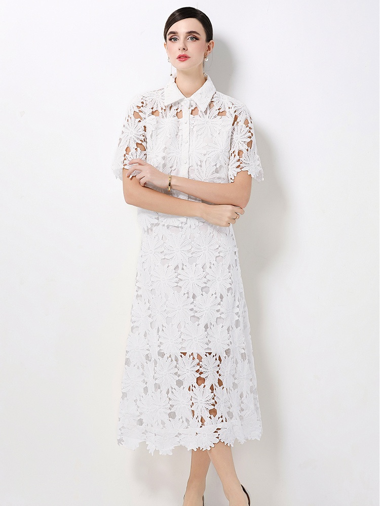 Short high waist tops elegant cardigan 2pcs set