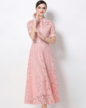 With belt dress France style long dress for women