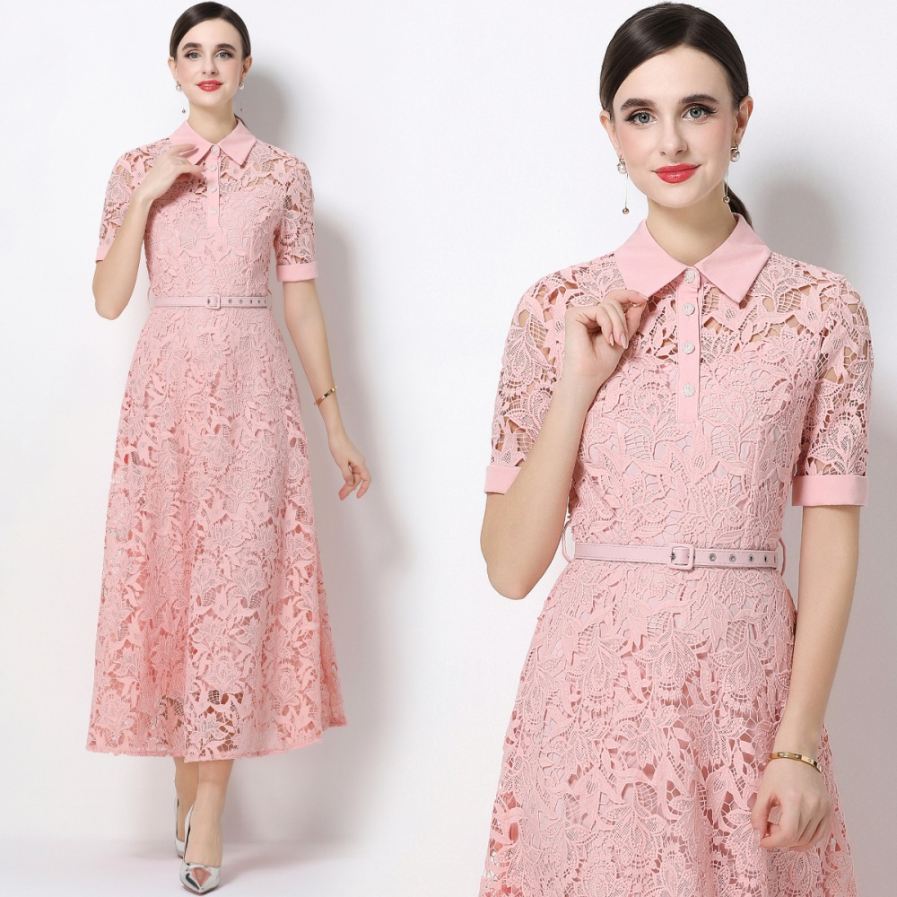 With belt dress France style long dress for women