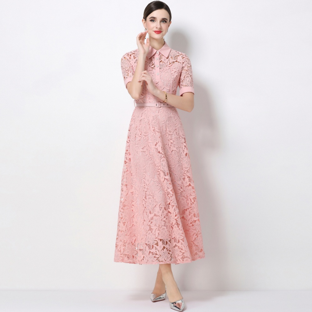 With belt dress France style long dress for women