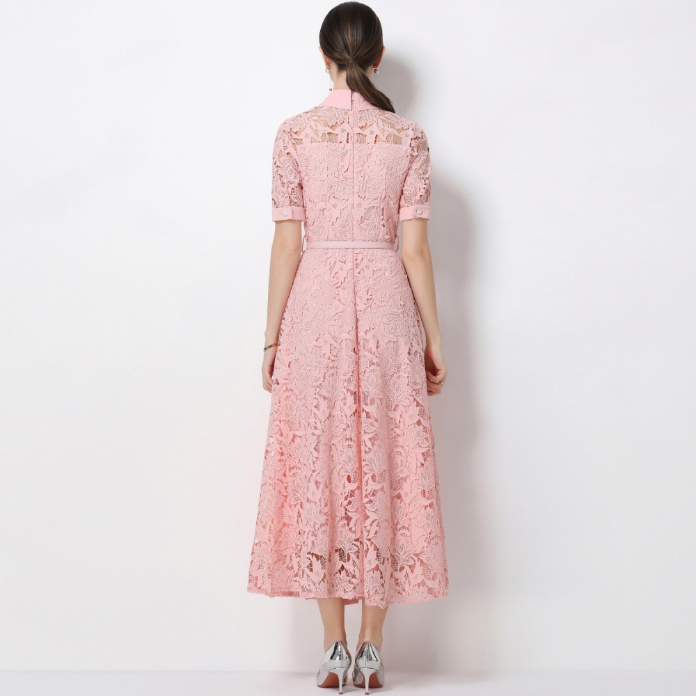 With belt dress France style long dress for women