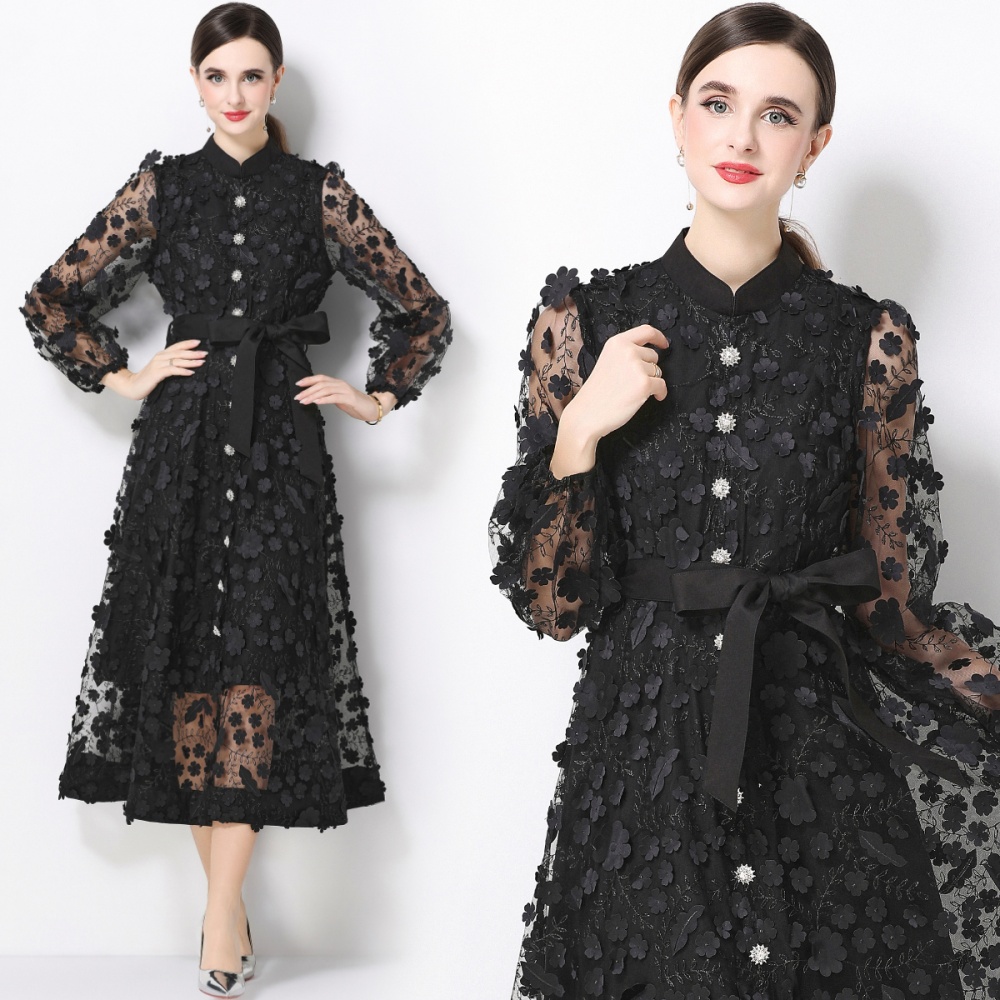 France style A-line stereoscopic elegant dress