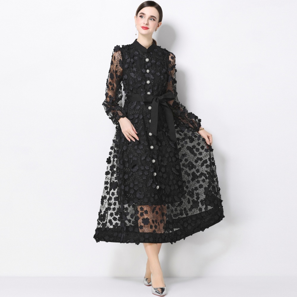 France style A-line stereoscopic elegant dress