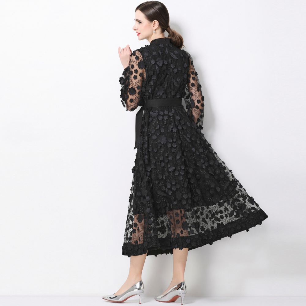 France style A-line stereoscopic elegant dress