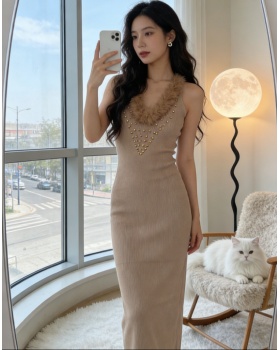 Fur collar slim vest enticement jumpsuit for women