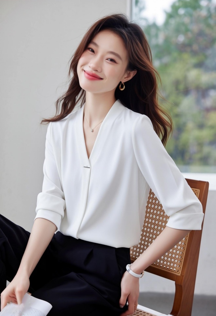 Niche white shirt chiffon spring tops for women