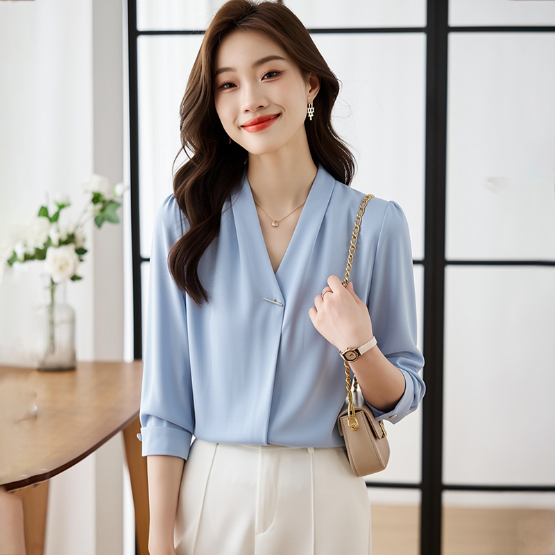 Niche white shirt chiffon spring tops for women