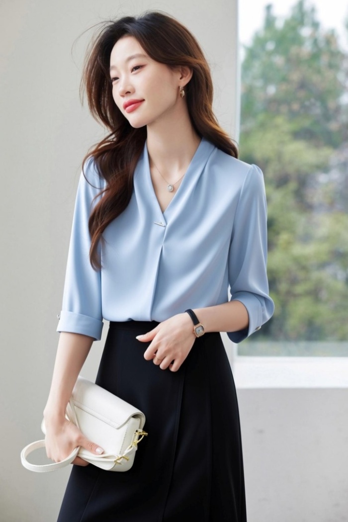 Niche white shirt chiffon spring tops for women