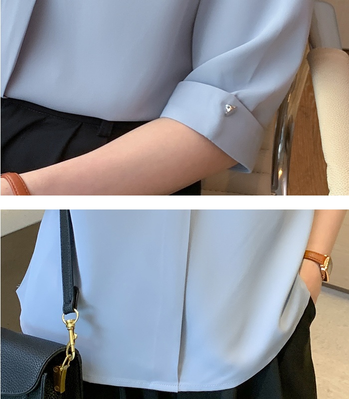 Niche V-neck clavicle shirt white chiffon spring tops for women