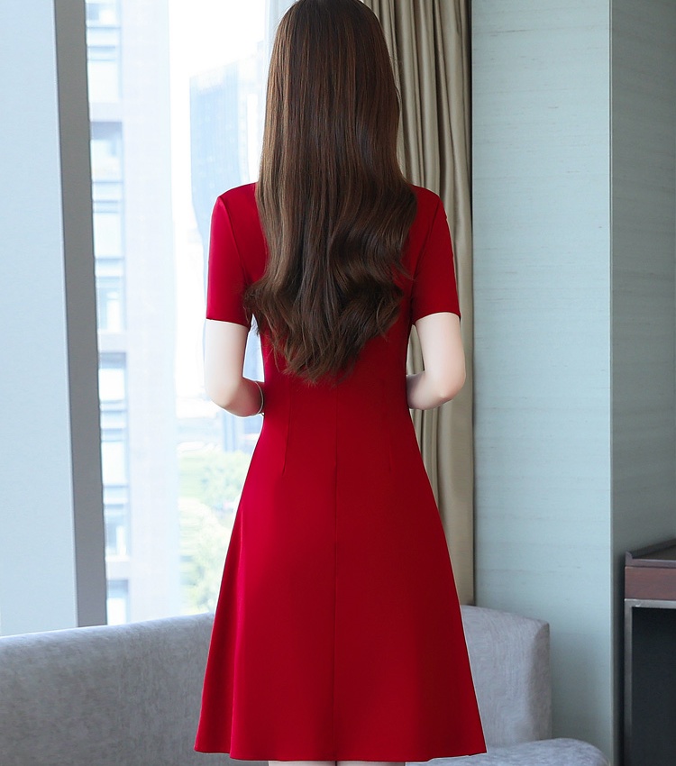 Summer temperament red wine-red fashion dress for women