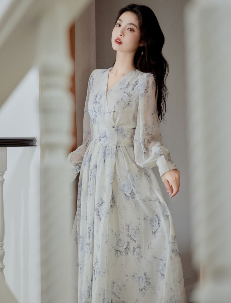 Printing temperament frenum tender painting dress