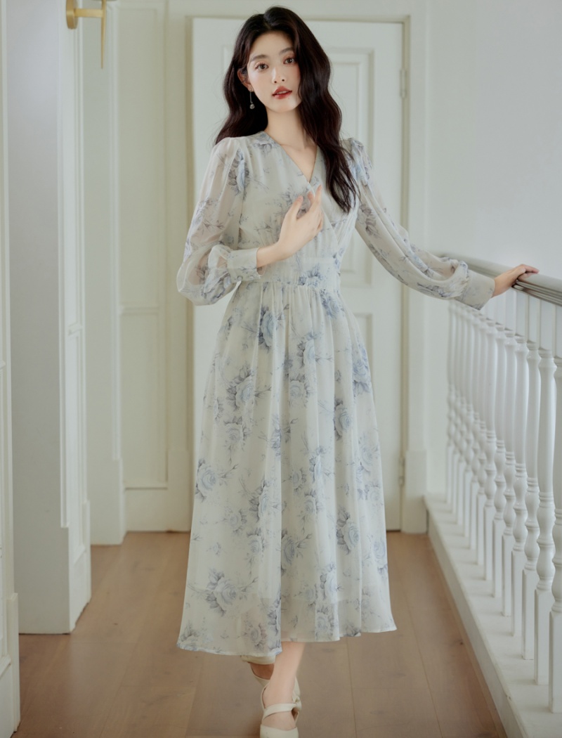 Printing temperament frenum tender painting dress