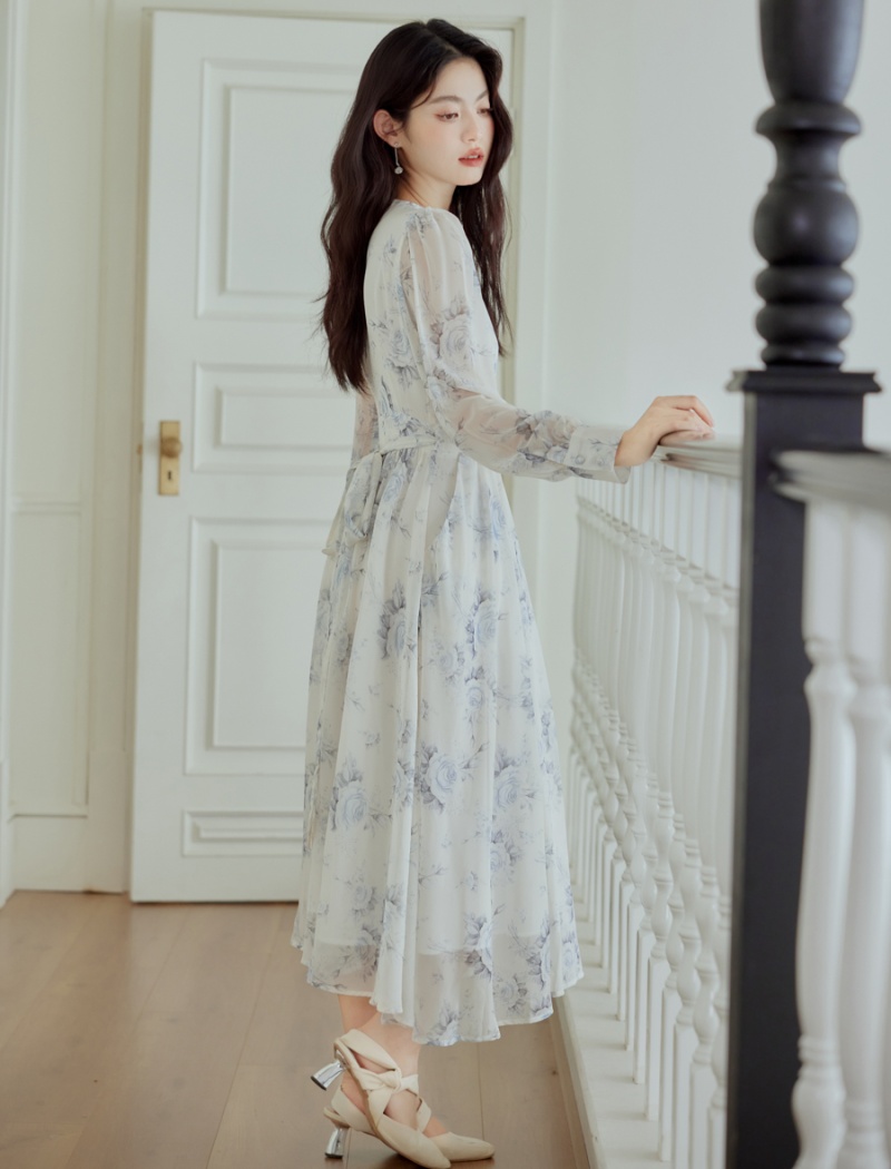 Printing temperament frenum tender painting dress