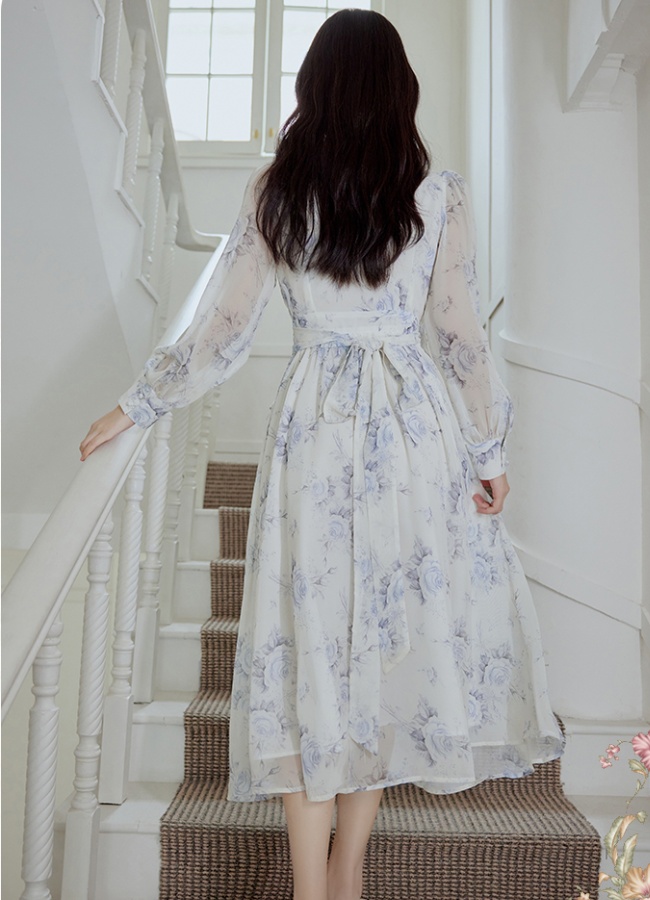 Printing temperament frenum tender painting dress