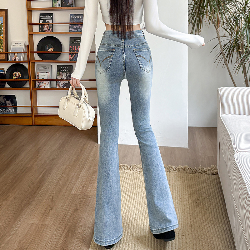 Wide leg long pants slim flare pants for women