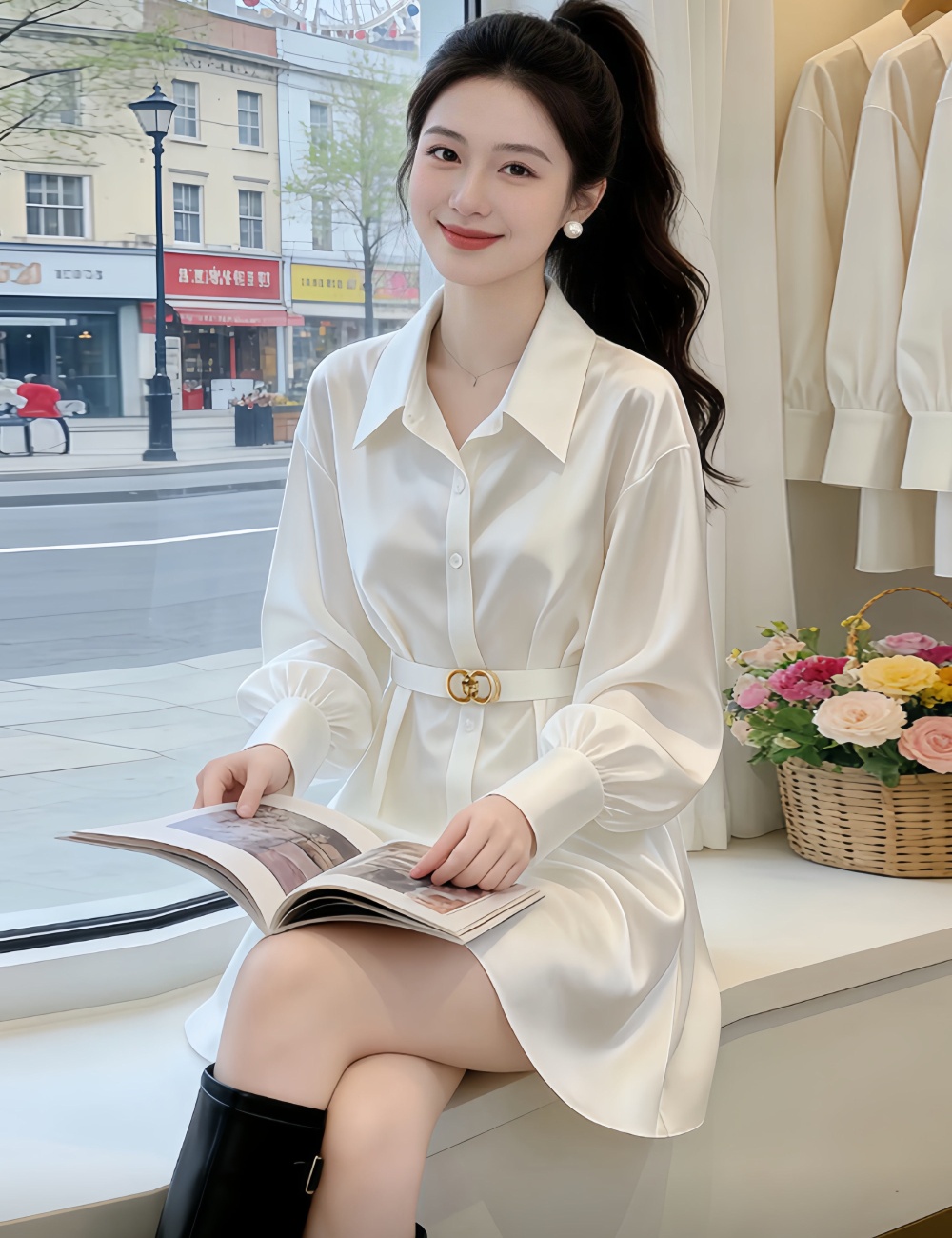 France style lazy shirt long sleeve profession casual pants