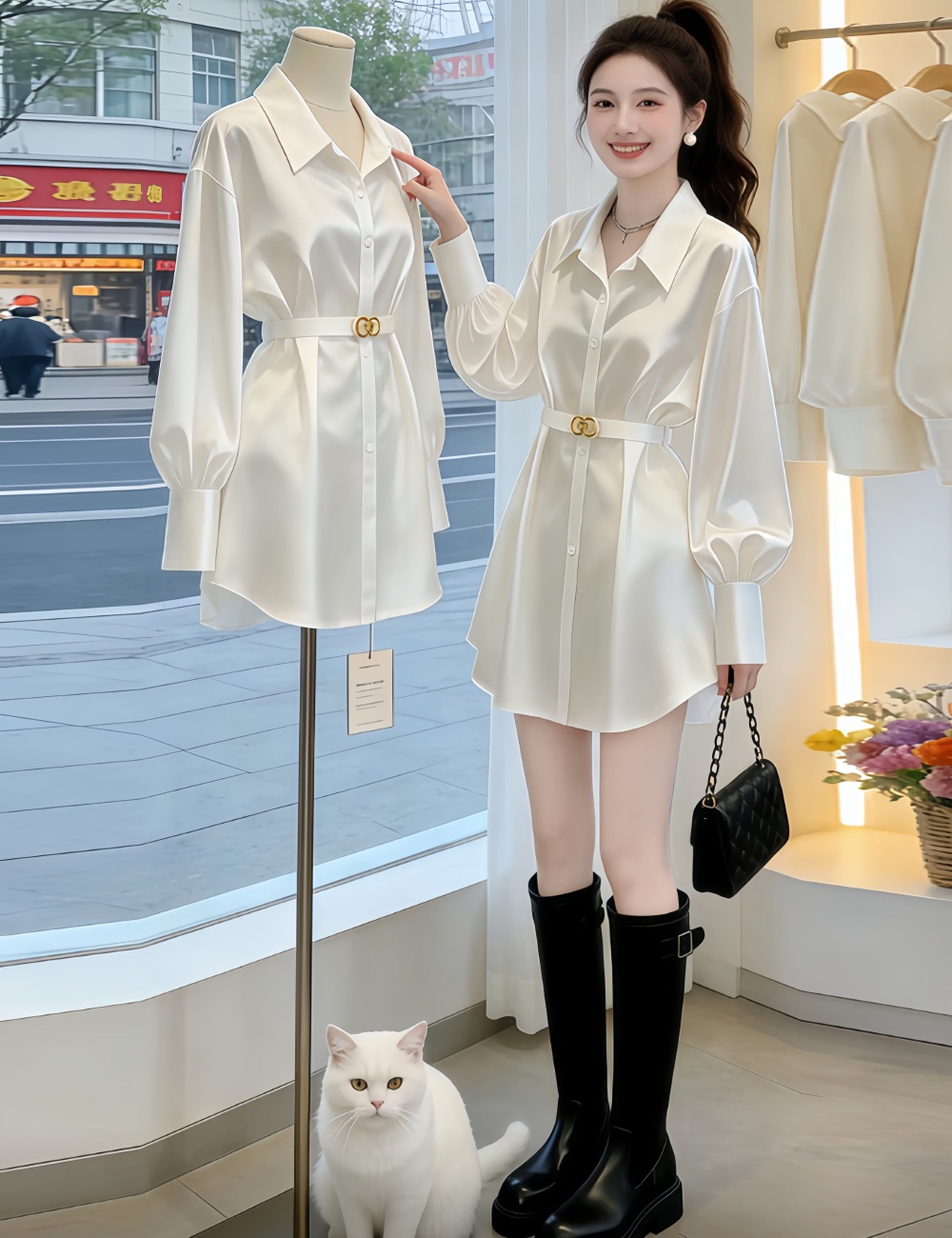 France style lazy shirt long sleeve profession casual pants