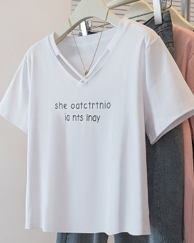 V-neck short sleeve tops show young T-shirt for women