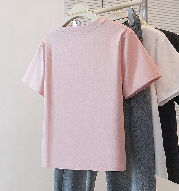 V-neck short sleeve tops show young T-shirt for women