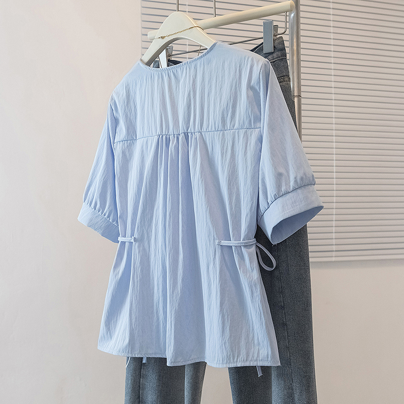 Short sleeve commuting tops V-neck shirt for women